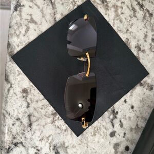 Cartier Men's Rimless Sunglasses - Black Lenses with Gold Hardware